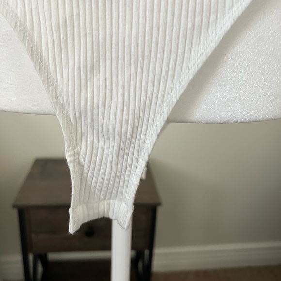 SHEIN | White Ribbed Twist Front Bodysuit Tank Top - Picture 5 of 14